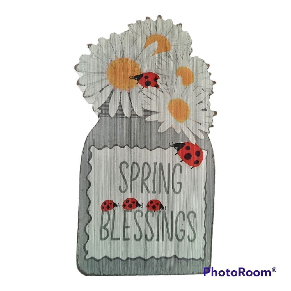 Spring Blessings Wood Tierd Tray Self Sign Decor